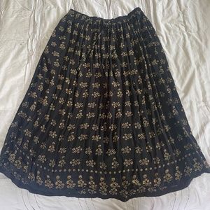 Black floral midi skirt